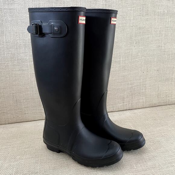 Hunter Original Tall Black Rubber Boots, 17 inches, Womens 8, Exc Cond. - Picture 1 of 12